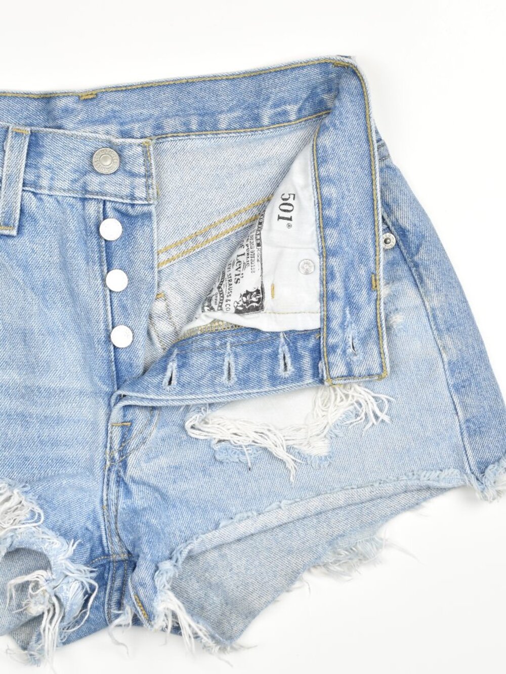 Levi's 501 Denim Cut Off Distressed Jean Shorts - 24 - Picture 5 of 8
